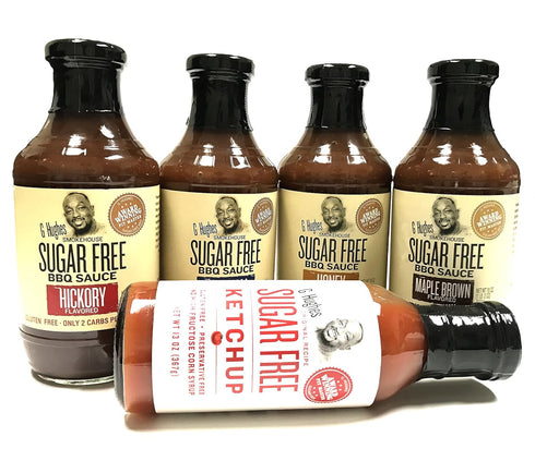 G Hughes Sugar Free Sampler Set (Original, Honey, Hickory, Maple Brown, Ketchup)