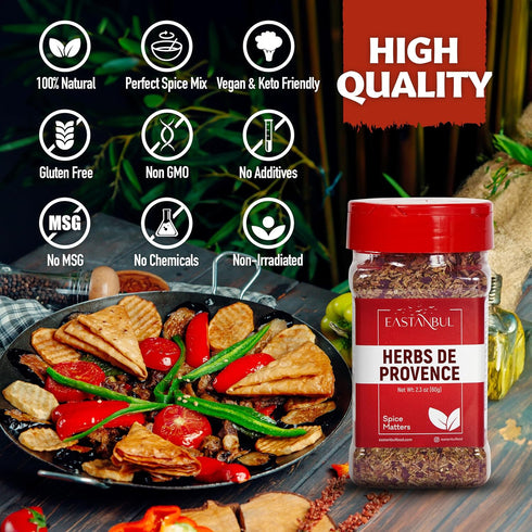 Eastanbul Herbs De Provence Seasoning, 2.3oz Natural Spice Blend from France, Perfect for Grills, Roasts, Stews & Soups