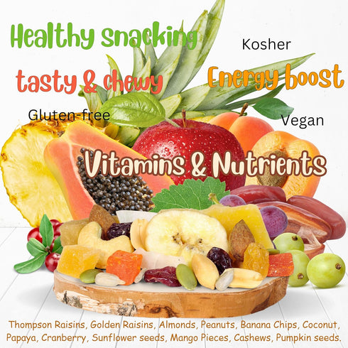 2 Lbs Tropical Mix Trail mix by Its Delish, Bulk Bag | High Energy Boost Fruit and Nut Healthy Snack Medley