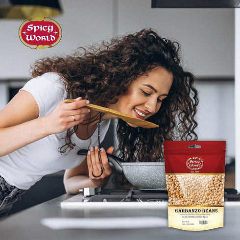Spicy World 4 LB Hummus Garbanzo Beans - Chickpeas Dried Bag - All Natural, Sproutable, Perfect for - by