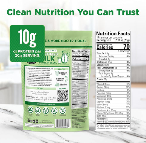 (4lb) Healthier Comforts Lactose Free Fortified Milk Protein Blend | Fortified with B, D, E Vitamins | High Protein
