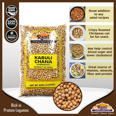 64oz (4lbs) 1.81kg Rani Garbanzo Beans (Kabuli Chana) Bulk ~ All Natural | Vegan | Gluten Friendly | NON-GMO | Kosher |