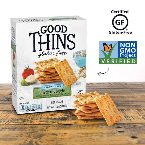 6 3.5 oz Good Thins Garden Veggie Rice Snacks Gluten Free Crackers, Bulk Snack Crackers, - Boxes
