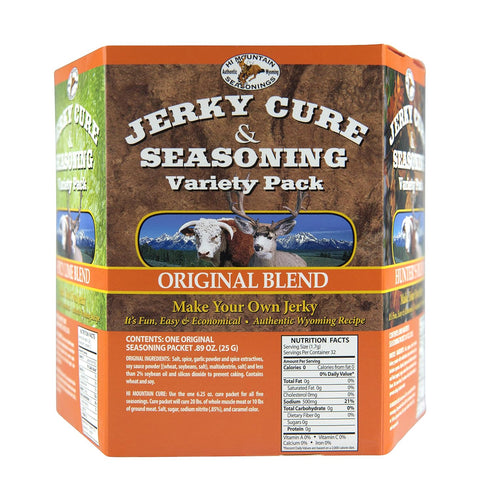 PACK #3 5 Hi Mountain Jerky Seasoning and Cure Kit | VARIETY | Delicious Flavors: Original, Hunters Blend, Bourbon BBQ