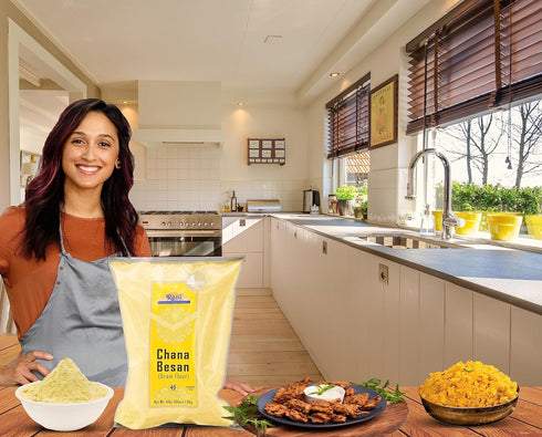 64oz (4lbs) 1.81kg Rani Chana Besan (Chickpeas Flour, Gram) Bulk ~ All Natural | Vegan | Gluten Friendly | NON-GMO |