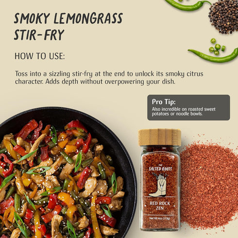 4oz The Salted Roots - Red Rock Zen Salt - Umami-Rich Gourmet Blend with Miso, Wasabi, Thai Chili & Citrus - Hawaiian