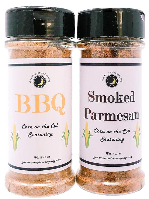 Premium Corn on the Cob Seasonings Variety 2 Pack, Smoked Parmesan and BBQ, Calorie Free, Large Shakers