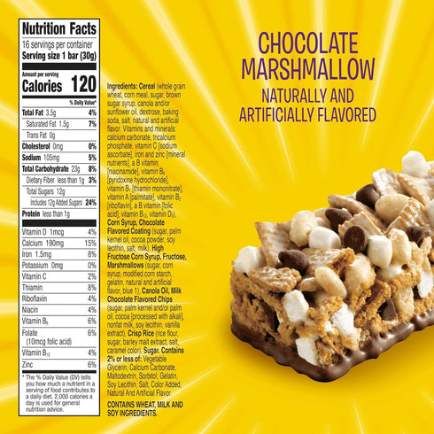 Pack, 16 16.96 oz (Pack 4) Golden Grahams Cereal Treat Bars, S'mores, Snack Bars, Value Ct