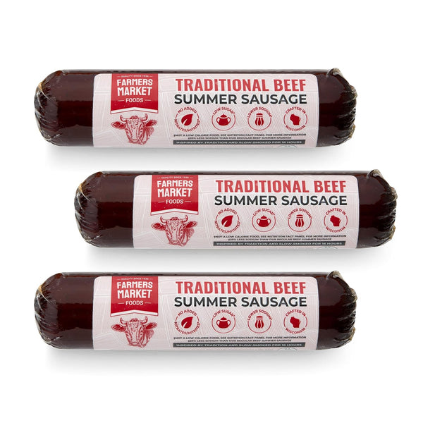 Farmers Market, Gluten Free, Keto, Paleo, Low Sodium, Low Sugar, Summer Sausage