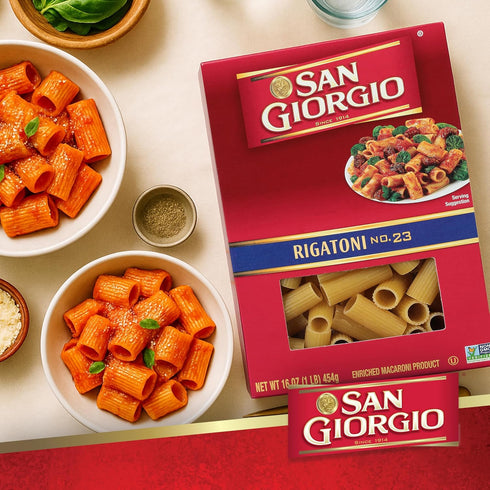 12-Pack (16 oz San Giorgio Rigatoni Pasta, Each) Authentic Italian-Style Tube Pasta for Hearty Sauces & Bakes