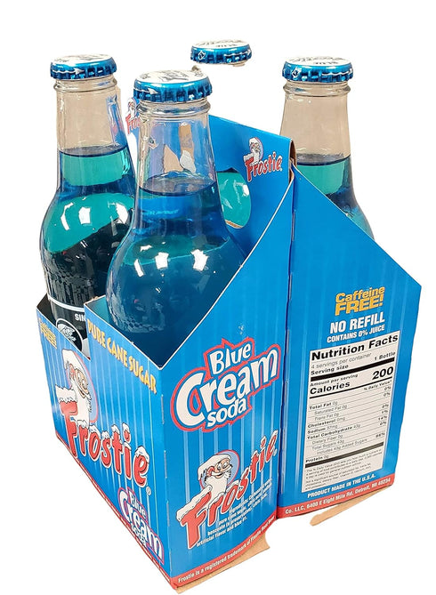 12 12) Frostie Soda ounce Glass Bottles (Blue Cream