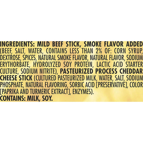 3.0 oz. (18 Count) Slim Jim Beef 'N Cheese Smoked Meat Sticks, Mild Flavor, High Protein