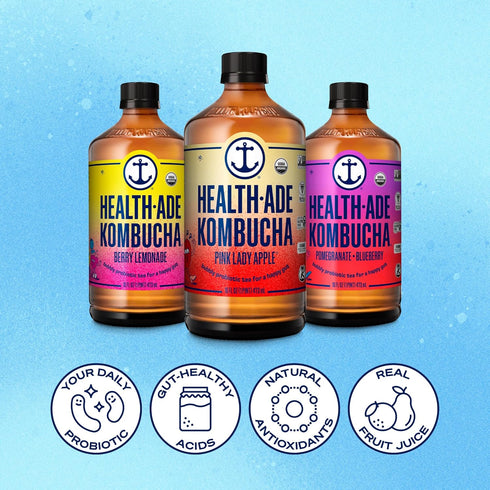 Pack 12 Pack (16 Oz Health-Ade Fan Favorite Variety Kombucha Tea, Organic Drink with Living Probiotics, Detoxifying