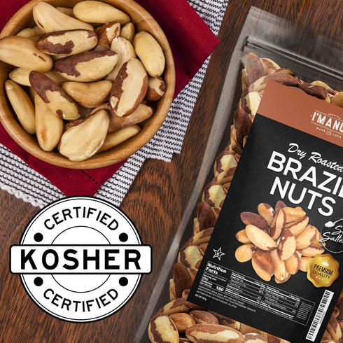 1 lb (16 oz) Premium Wild Harvested Dry Roasted Brazil Nuts with Sea Salt, High Selenium, Batch Tested Peanut & Gluten