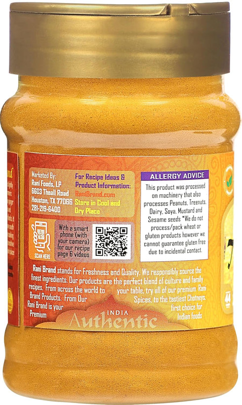 Rani Turmeric (Haldi) Root Powder Spice, 3oz (85g) PET Jar, 100% Pure, Vegan, Gluten Friendly
