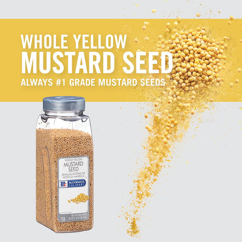 22 oz 22 McCormick Culinary Whole Yellow Mustard Seed, - One Ounce Container of Yellow Mustard Seeds, Perfect