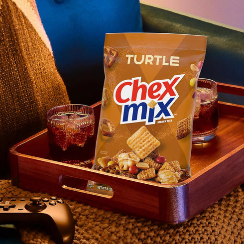 13.5 oz Chex Mix Turtle Snack Mix, Indulgent Snack Bag, Family Size