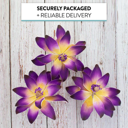 3 Count Global Sugar Art Tranquil Water Sugar Cake Flowers, Purple by Chef Alan Tetreault