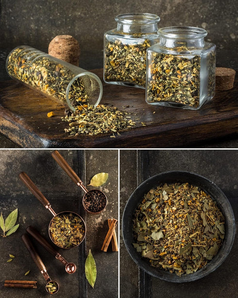 8 Pack, 1 LB Set Gardenika Organic Loose Leaf Tea Sampler Herbal and Naturally Caffeine-Free - Ayurvedic Assortment