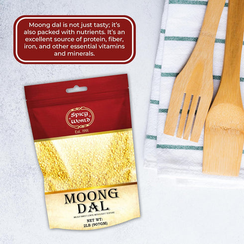Spicy World 2 LBS 100% Moong Dal (Mung Split Dry Beans) ~ Indian Golden Lentils ~ Natural & Pure - by