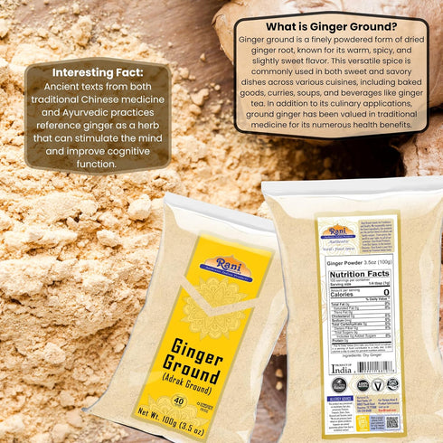 Rani Ginger (Adarak) Powder Ground, Spice, 3.5oz (100g) - All Natural, Vegan