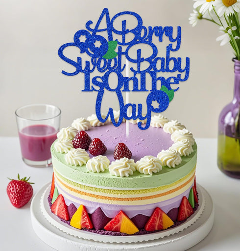 Blueberry-Themed Baby Shower Cake Topper - A Berry Sweet Baby is on the Way