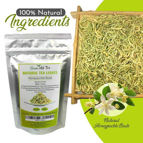 2 OZ (56grams), 100% Greenhilltea traditional health herbs Honey suckle dried herbal tea honeysuckle buds, Natural