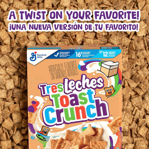18.8 oz Tres Leches Toast Crunch Breakfast Cereal, Crispy Tres Leches Flavored Cinnamon Cereal, Family Size