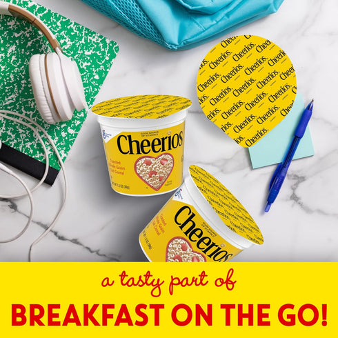 1.3 oz (Pack 12) Cheerios Breakfast Cereal Cup, Gluten Free, Single Serve Cereal