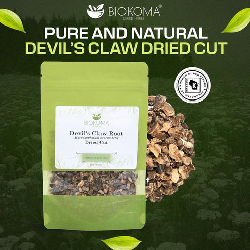 3.55 oz Biokoma Devil's Claw Root Dried Cut Harpagophytum Procumbens Herb Loose Herbal Tea Joint Mobility Natural