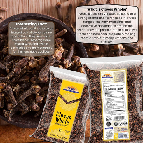 Rani Cloves Whole (Laung) 7oz (200g), Great for Food, Tea, Pomander Balls, Hand Selected, All Natural, Kosher, Vegan