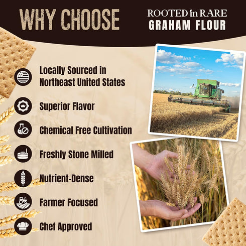 Rooted In Rare 30 Graham Flour For Baking - Ounce Bag - Product of USA - Stone Ground Whole Wheat Flour - Great