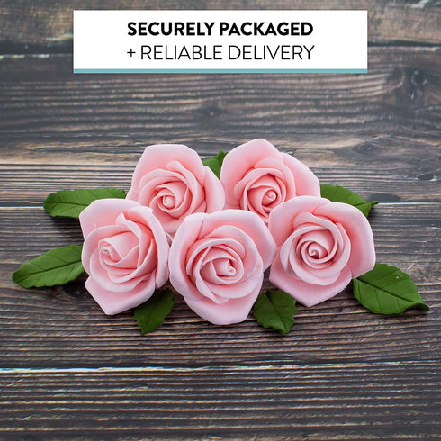 14-Piece Set (5 9 Global Sugar Art Wedding Cake Decorations Premium, Realistic Pink Sugar Flower Cake Topper Roses