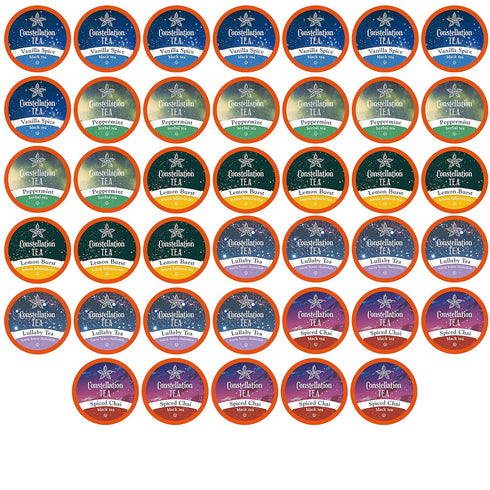 Constellation Tea Assorted Variety Pack Sampler Tea Pods Compatible with K Cup