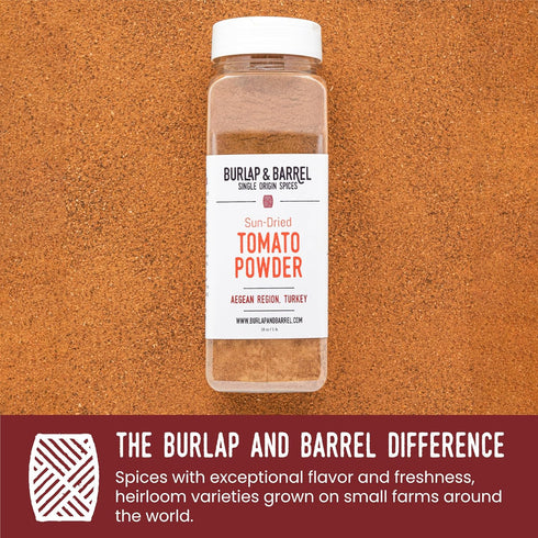 16oz Burlap & Barrel Sun-Dried Tomato Powder - Deep Umami and Savory Tanginess for Popcorn, Fried Chicken, Sauces