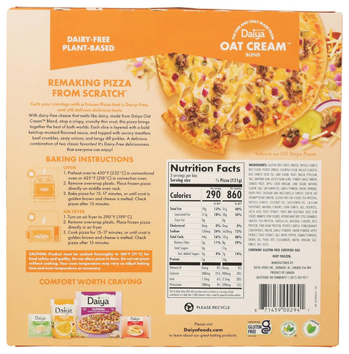 12.8 OZ DAIYA Plant-Based Dairy-Free Meatless Cheeseburger Pizza