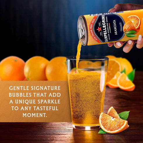 6 Pack Sanpellegrino Italian Sparkling Drink Aranciata, Sparkling Orange Beverage, Of Cans
