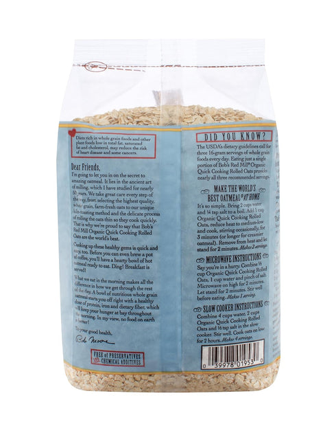 32-ounce (Pack 4) Bob's Red Mill Organic Quick Cooking Rolled Oats Oatmeal
