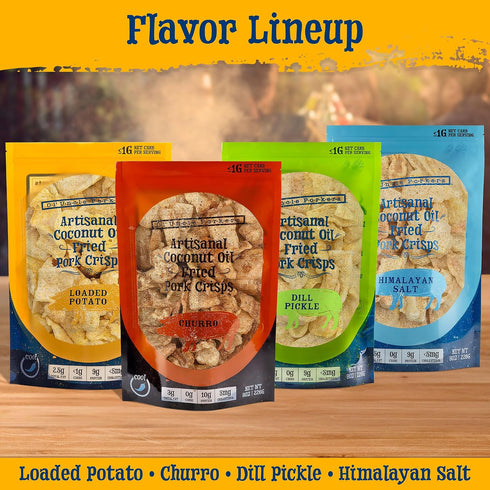 8 oz Pack 1) Ol' Uncle Porkers Keto-Friendly Pork Rinds Fried in Coconut Oil, Bags, (Loaded Baked Potato Flavor