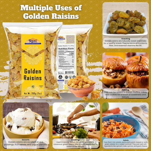 7oz (200g) Rani Golden Raisins ~ All Natural | Gluten Friendly | NON-GMO | Kosher | Vegan | Product of USA