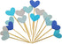Cupcake Toppers 30Pcs Set, GUCUJI Funny Blue Heart DIY Glitter Mini Birthday Cake Decorations for Party