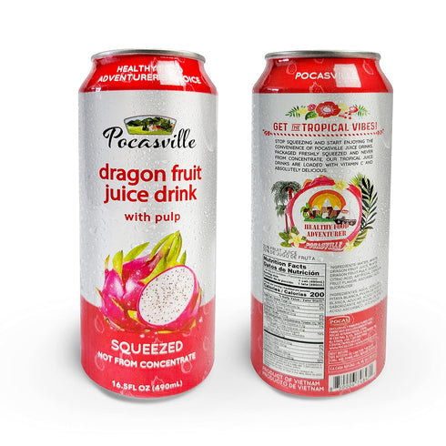 Pocasville 16.5 6 Fruit Juices, Squeezed not form Concentrate, Fluid Ounce Can (Dragon Fruit, Cans)