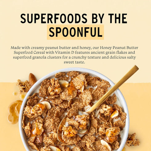 (1 11oz), 6g (Pack 2) Purely Elizabeth, Honey Peanut Butter, Superfood Cereal with Vitamin D Box, Fiber