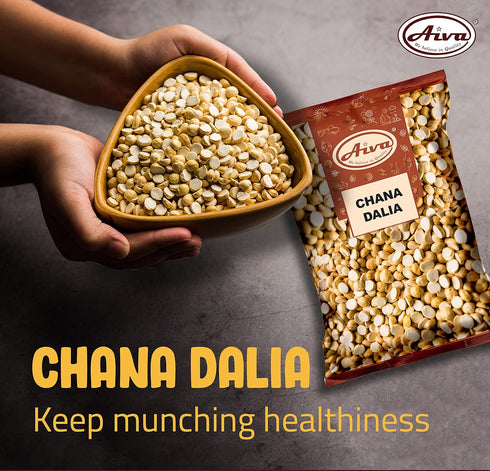 2 LB Aiva Chana Dalia | Roasted Split Chickpeas | Roasted Gram | Daliya Snack & Cooking Ingredient | Ready to Use |