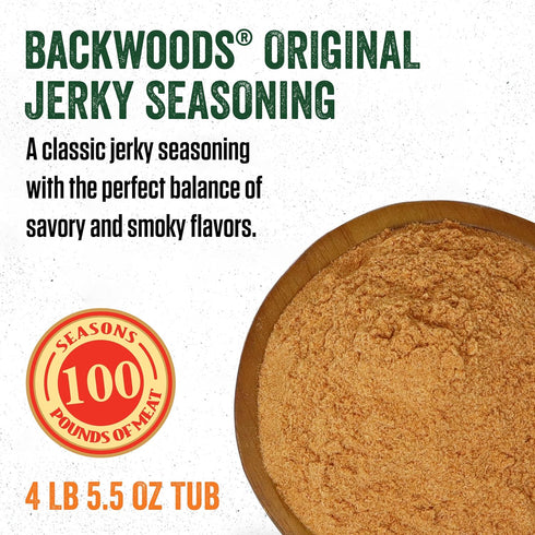 100 4 5.5 Packet LEM Products Backwoods Original Jerky Seasoning, Ideal for Wild Game and Domestic Meat, Seasons Up