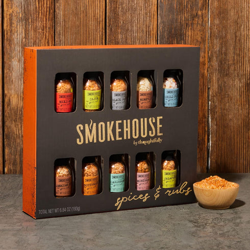 Set Pack 10 Smokehouse by Thoughtfully, Gourmet Grilling Spice in Mini Glass Bottles, Vegan and Vegetarian, Grill