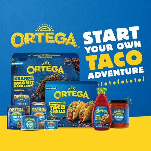 12 Ortega Taco Kit, Yellow Corn Taco Shells, Taco Seasoning and Taco Sauce