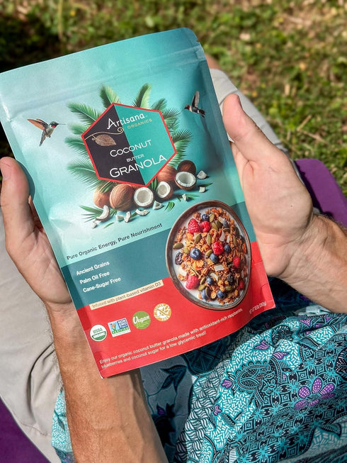 D3, 10 oz Artisana Organics Coconut Granola - Gluten-Free, Vegan, Low Glycemic, Organic, Palm Oil-Free, Ancient Grains