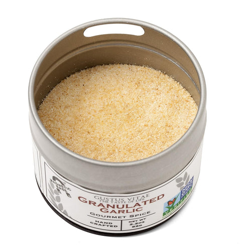 Granulated Garlic - All Natural, Non-GMO - Made in USA - Sustainably Sourced - Unique Magnetic Tin
