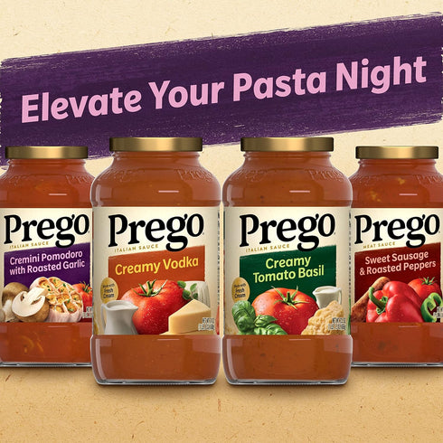 23.5 OZ (Pack 12) Prego Cremini Pomodoro With Roasted Garlic Pasta Sauce, Jar